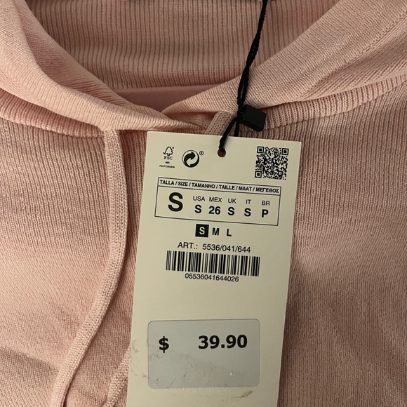 Zara cropped pink sweater with hood - Picture 4 of 4
